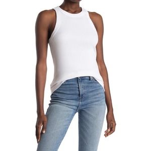 James Perse Women's Ribbed Knit Tank Top Tee T-Shirt - White